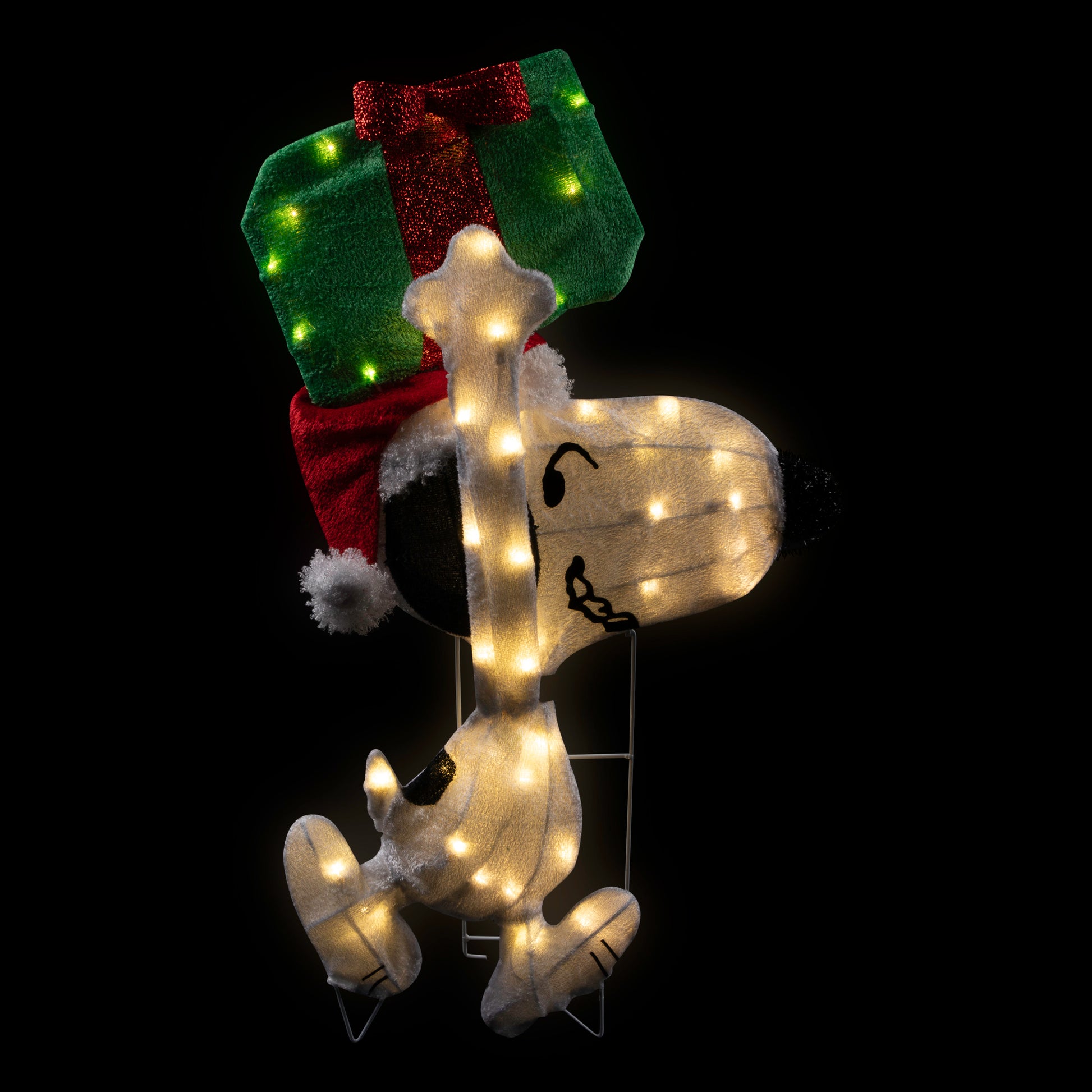 Peanuts Christmas 32" Prelit Snoopy Holding Present Outdoor Decoration - Clear Lights