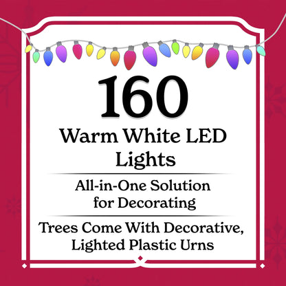 5-Piece Prelit Artificial Christmas Tree Entryway Set with Warm White LED Lights, by